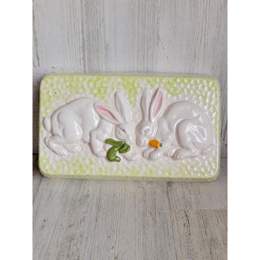 Vintage green Easter bunny carrot cabbage spring‎ home decor figure